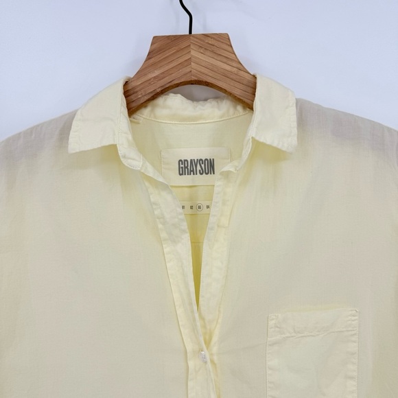 Grayson The Hero Button-Up Tissue Cotton Summer Shirt in Butter Yellow M - Picture 10 of 13